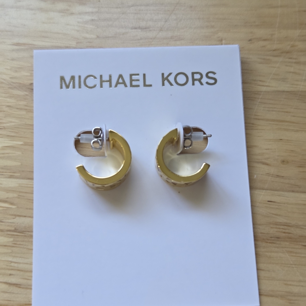 New Michael Kors Gold Hoop Earrings Gold-tone - Picture 5 of 6